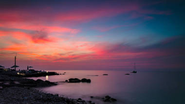 美麗的粉紅色日落風(fēng)景