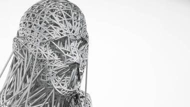 3d. 在白色背景下绘制机器人表面代表人工智能。未来科学, 现代技术理念。3d 插图