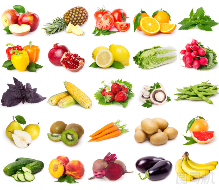 新鮮水果和蔬菜的集合