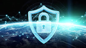 地球3d 渲染的网络安全照片