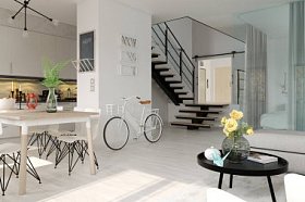 斯堪的纳维亚风格室内设计3d 渲染