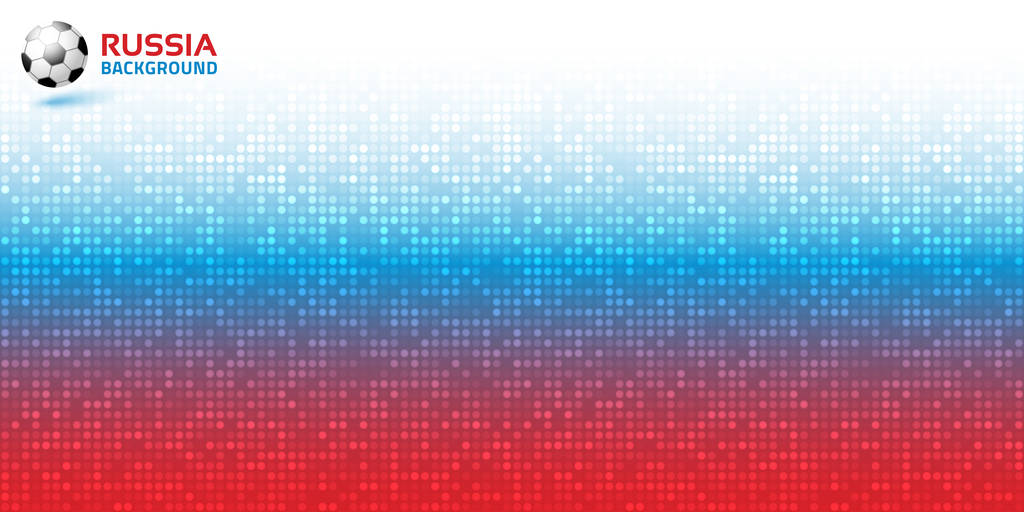 梯度像素数字红蓝水平背景俄罗斯2018年国旗颜色足球偶像矢量插图