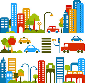 可爱矢量插画的市街图片