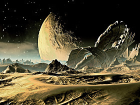坠毁太空飞船在外星世界照片