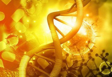 抽象科學(xué)背景下的 Dna。3d 插圖