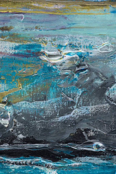 油画的蓝色和灰色画笔笔触的艺术背景