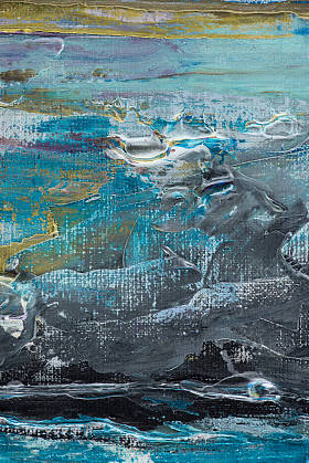 油画的蓝色和灰色画笔笔触的艺术背景