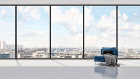 现代明亮内饰公寓3d 渲染插图