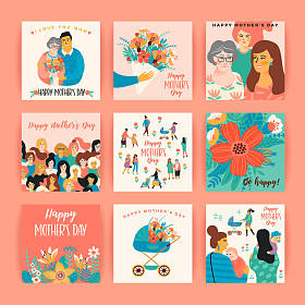 母亲节快乐。卡片、海报、横幅和其他用途的矢量模板