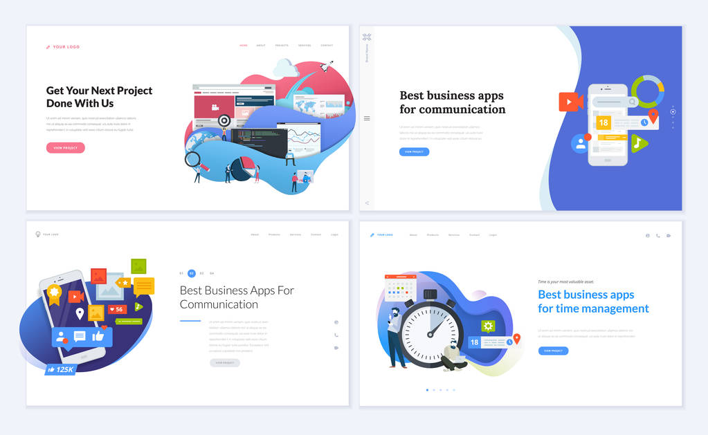 一套创意网站模板设计。矢量插图概念为网站和移动网站的设计和开发, Seo, 业务应用, 营销, 平面设计, 社会媒体应用, 时间和项目管理。易于编辑和自定义 一套创意网站模板设计。矢量插图概念为网站和移动网站的设计和开发, Seo, 业务应用, 营销, 平面设计, 社会媒体应用, 时间和项目管理。易于编辑和自定义