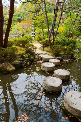 日本园林景观。美丽的自然背景