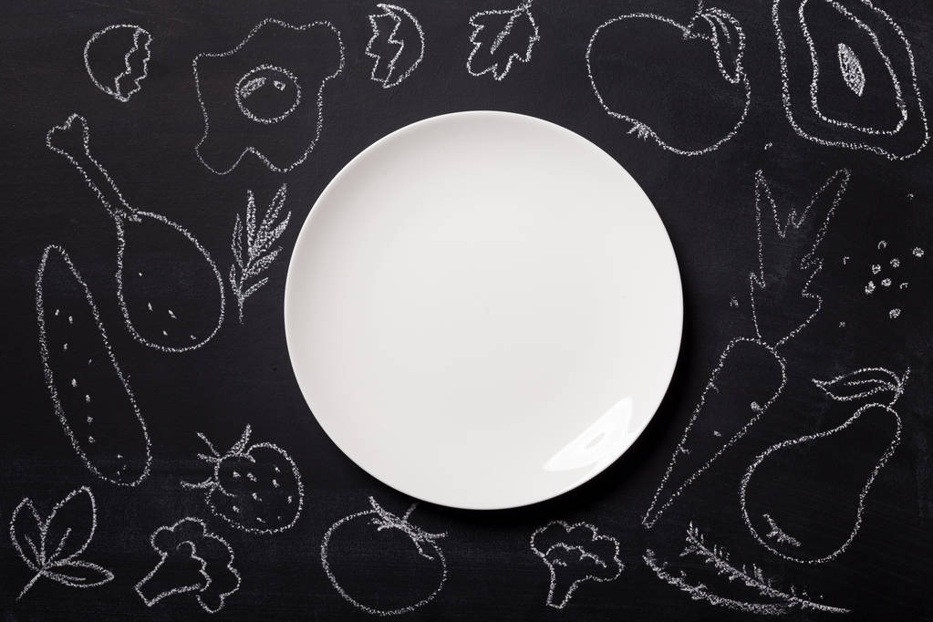 黑板上用粉笔画的食物 黑板上用粉笔画的食物