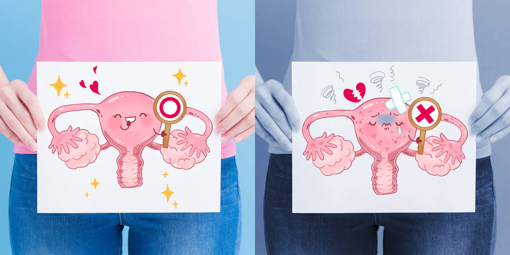 健康和不健康的子宫广告牌。健康理念  健康和不健康的子宫广告牌。健康理念