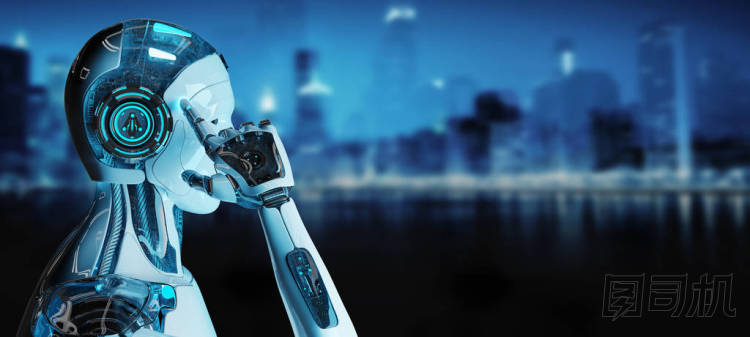 白人男性機(jī)器人思考和觸摸他的頭3d 渲染