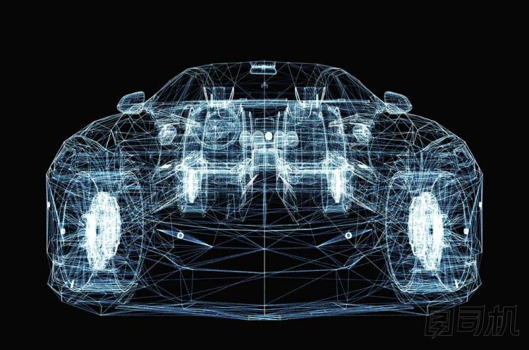 由發(fā)光線和點組成的抽象汽車圖片