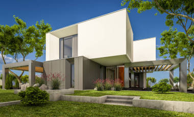 3d 現(xiàn)代住宅在園林中的渲染