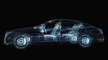 由發(fā)光線和點(diǎn)組成的抽象汽車
