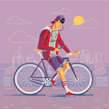 時(shí)髦站立由固定的齒輪自行車 