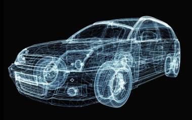 由發(fā)光線和點(diǎn)組成的抽象汽車