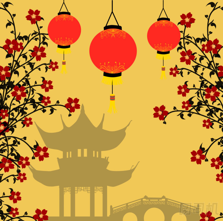 亞洲風(fēng)格背景，矢量圖圖片