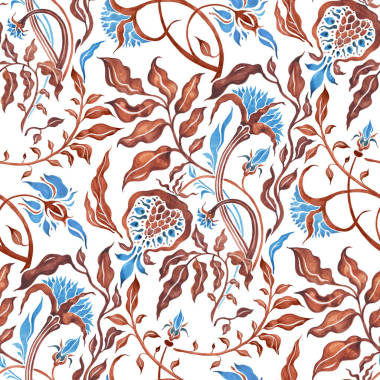 手工繪制的抽象花卉無縫圖案