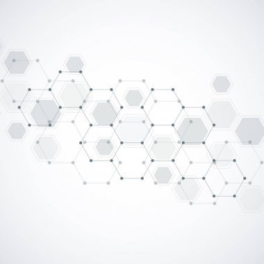 六角背景设计。几何抽象背景与分子结构
