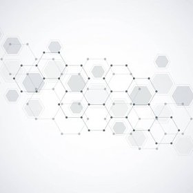 六角背景设计。几何抽象背景与分子结构