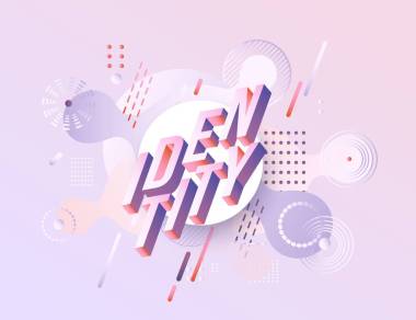 矢量標識生動的漸變海報模板照片