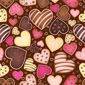 无缝的巧克力模式与蜜饯的心