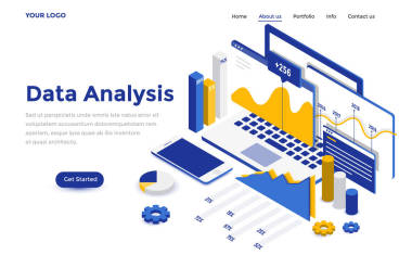 平面彩色现代等距概念图-数据分析