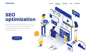 平面色彩现代等距概念插图-Seo Optimizat