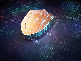 保护的概念：数字背景金盾图片
