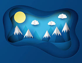 纸艺术折纸风景与山与雪图片