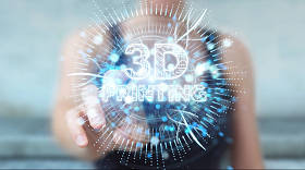 女实业家使用3d 打印数字全息图3d 渲染
