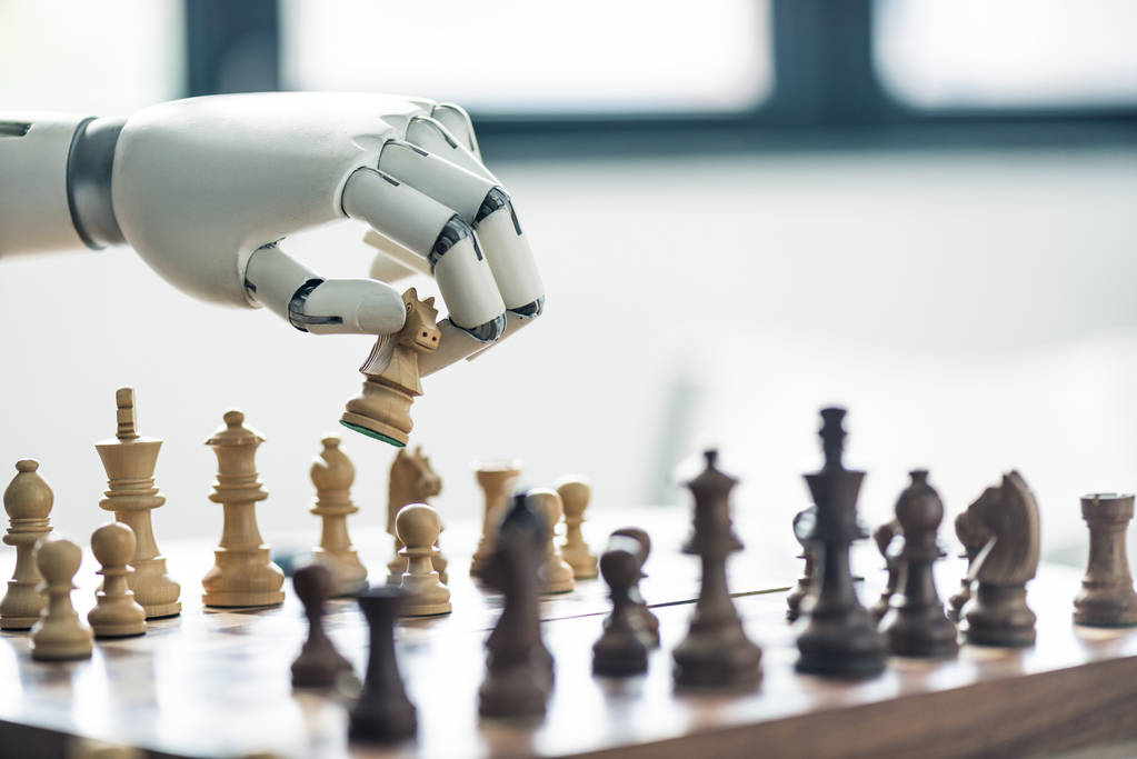 机器人下棋的特写视图, 选择性聚焦