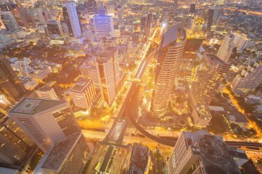 鳥(niǎo)瞰曼谷中央商務(wù)中心商業(yè)區(qū)泰國(guó)