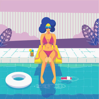 妇女在水池, 向量例证图片