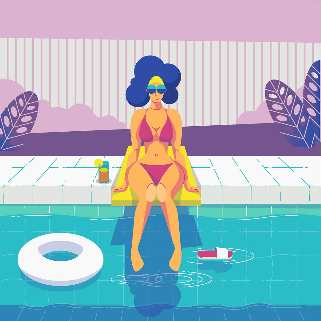 妇女在水池, 向量例证图片 妇女在水池, 向量例证图片