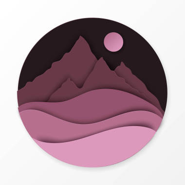 紙風(fēng)景與山, 山, 月亮。生態(tài)學(xué), 世界環(huán)境概念。紙藝現(xiàn)代風(fēng)