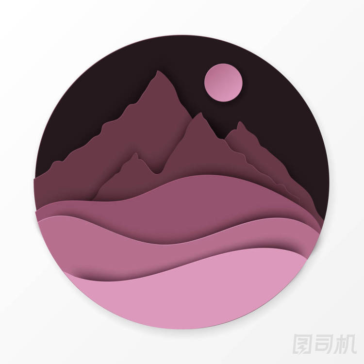 紙風(fēng)景與山, 山, 月亮。生態(tài)學(xué), 世界環(huán)境概念。紙藝現(xiàn)代風(fēng)