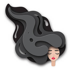 年轻美丽的女人, 长卷发和闭上眼睛的矢量肖像。现代数字纸层艺术。折纸风格。美与时尚理念