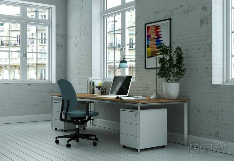 現(xiàn)代白色家庭辦公室內(nèi)設(shè)計3d 渲染樣機