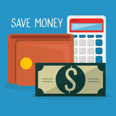 钱包与账单美元和计算器