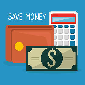 钱包与账单美元和计算器