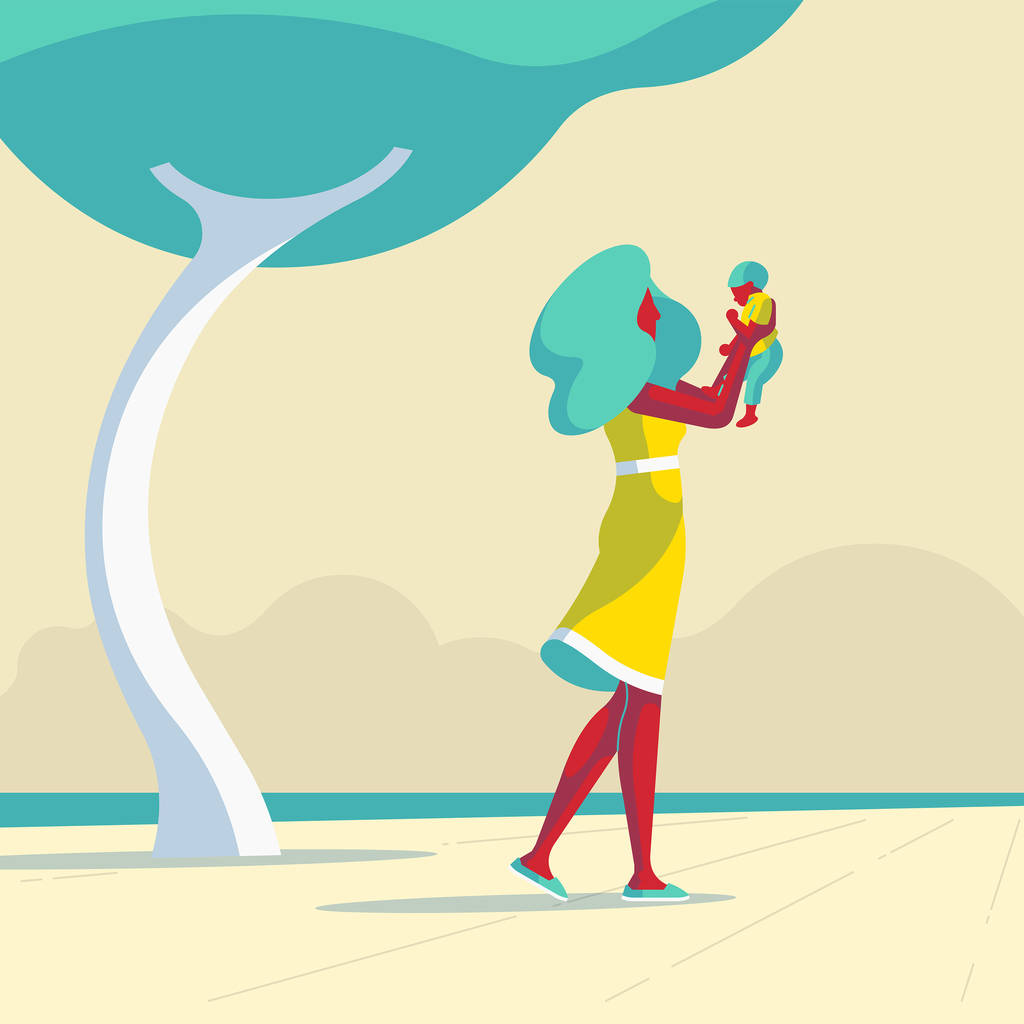 儿童母亲的矢量插画设计图片