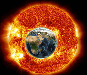 View of planet Earth from space at sunrise provided by NASA