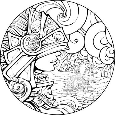 頭發(fā)上有蘋果的騎士女孩