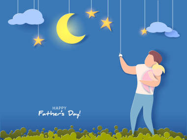 快乐父亲日卡。剪纸风