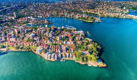澳大利亚新南威尔士悉尼 Kirribilli 直升机鸟瞰图