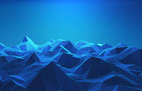 山脉的线框技术概念。科幻数据未来的背景。3d 插图
